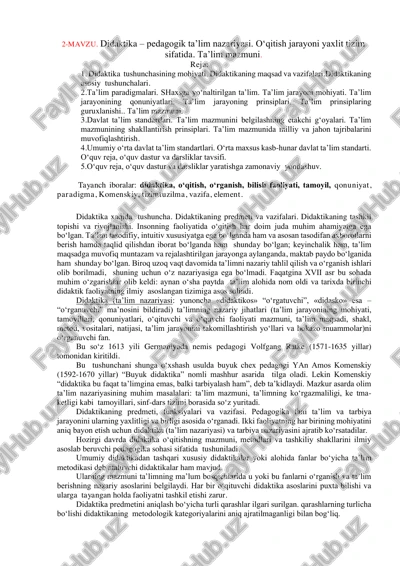 didaktika – pedagogik ta’lim nazariyasi — PDF