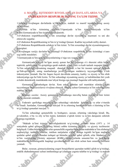 iqtisodiy rivojlangan davlatlarda va o'zbekiston respublikasining ta'lim tizimi — PDF