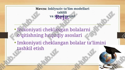 inklyuziv ta’lim modellari tahlili va xususiyatlari — PPT