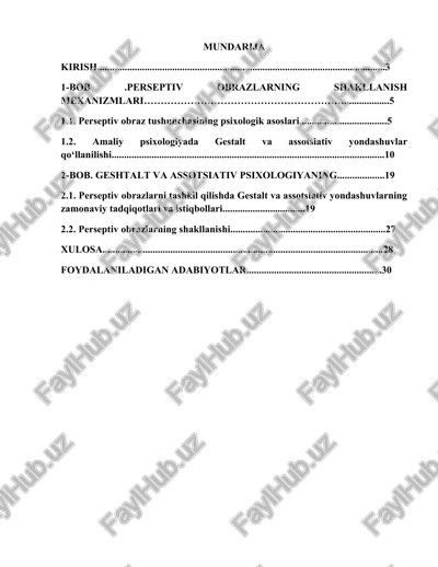 perseptiv obrazlarning shakllanish mexanizmlari — DOCX