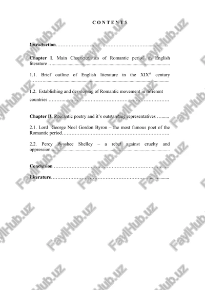 romantic period in english literature — DOC