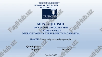 zamonaviy ortopediya yutuqlari — PPTX
