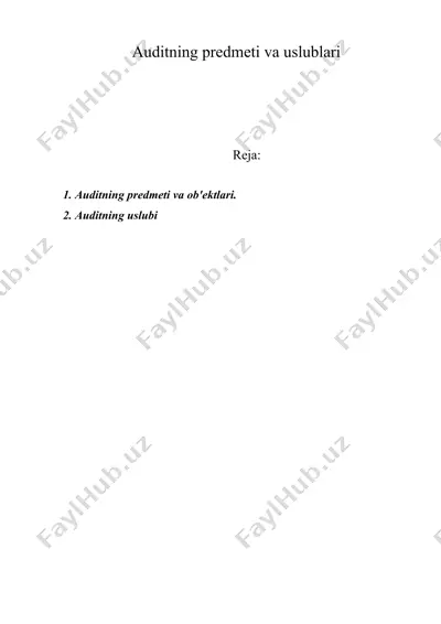auditning prеdmеti va uslublari — DOC
