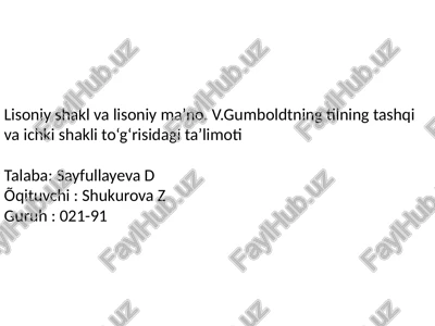 lisoniy shakl va lisoniy ma’no — PPTX