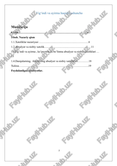 hisoblash usullari — DOCX