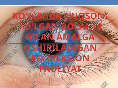 ko'rishda nuqsoni bo'lgan bolalar bilan amalga oshiriladigan korreksion faoliyat — PPTX