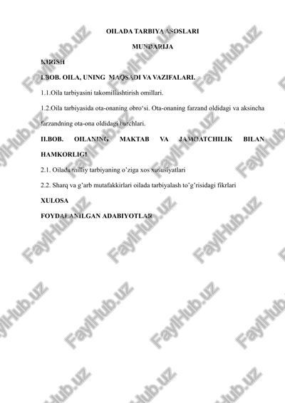 oilada tarbiya asoslari — DOC