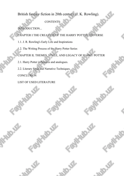 british fantasy fiction in 20th century (j. k. rowling) — DOCX
