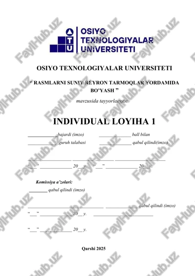 rasmlarni suniy reyron tarmoqlar yordamida bo’yash — DOCX