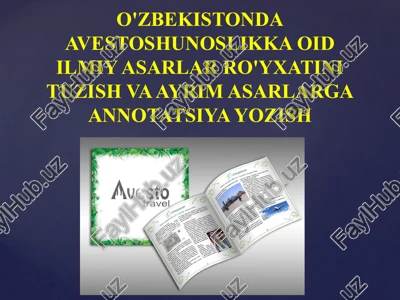 avestoshunoslikka oid ilmiy asarlar ro'yxati — PPTX