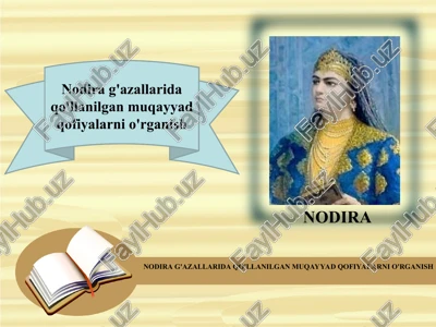 nodira g'azallarida qo'llanilgan muqayyad qofiyalarni o'rganish — PPT