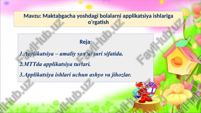 maktabgacha yoshdagi bolalarni applikatsiya ishlariga o’rgatish — PPTX