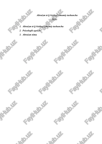altruizm to'g'risidagi umumiy tushuncha — DOCX