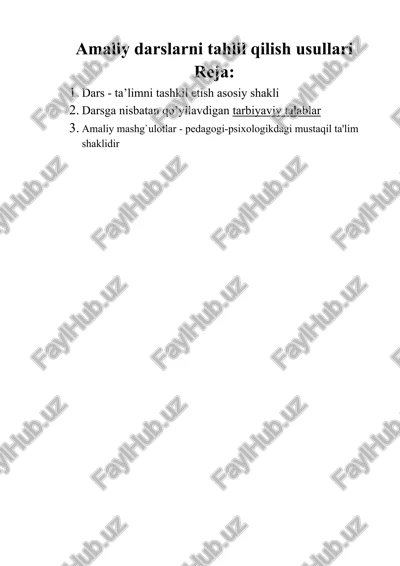 amaliy darslarni tahlil qilish usullari — DOCX