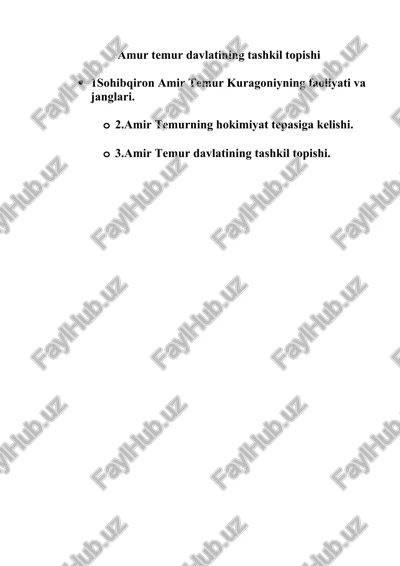 amur temur davlatining tashkil topishi — DOCX