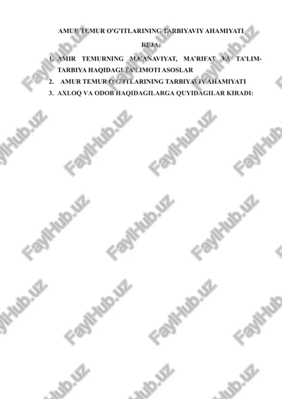 amur temur o'g'itlarining tarbiyaviy ahamiyati — DOCX