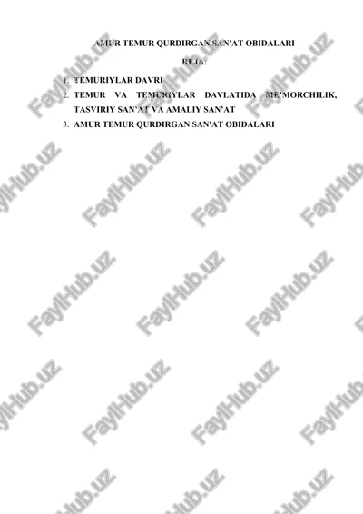 amur temur qurdirgan san'at obidalari — DOCX
