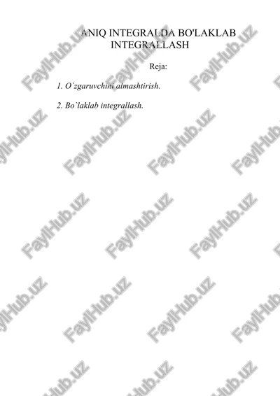 aniq integralda bo'laklab integrallash — DOC