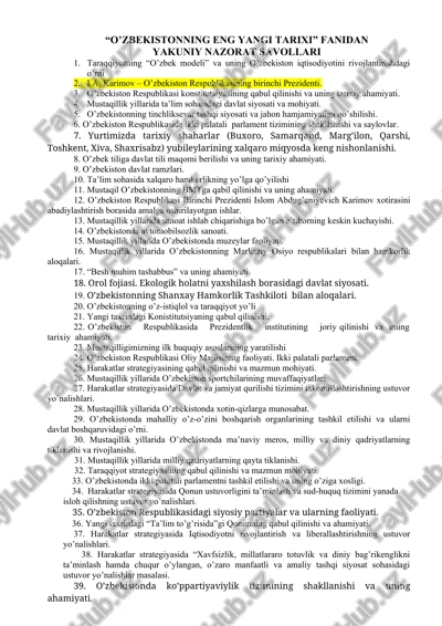 o’zbekistonning eng yangi tarixi — DOCX