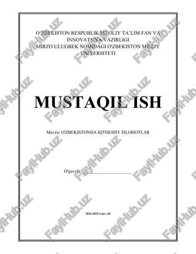 o'zbekistonda iqtisodiy islohotlar — DOCX