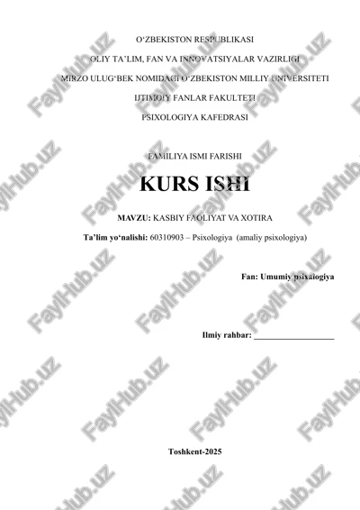 kasbiy faoliyat va xotira — DOCX