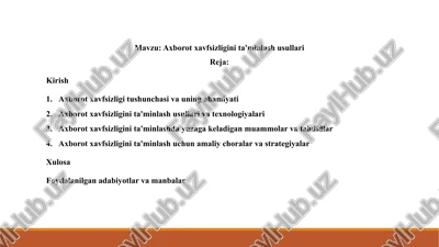 axborotxavfsizligini ta'minlash usullari — PPTX