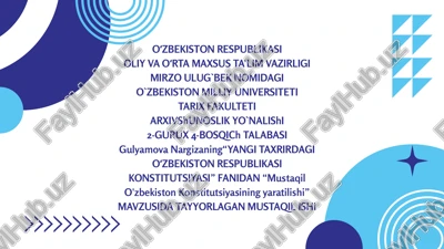 yangi taxrirdagi o'zbekiston respublikasi konstitutsiyasi — PPTX