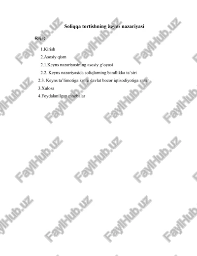 soliqqa tortishning keyns nazariyasi — DOCX