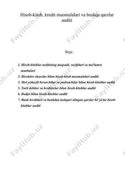 hisob-kitob, krеdit muomalalari va boshqa qarzlar auditi — DOC
