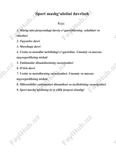 sport mashg‘ulotini davrlash — DOCX