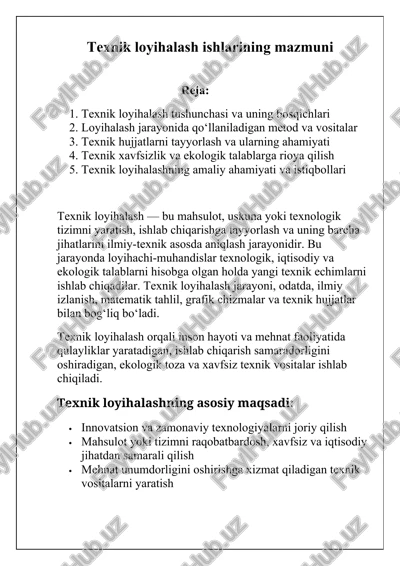 texnik loyihalash — DOCX