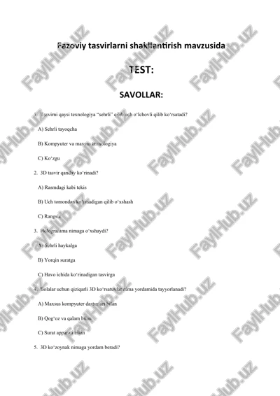 fazoviy tasvirlarni shakllantirish mavzusida — DOCX