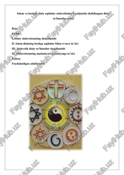 islom va boshqa diniy aqidalar o‘rtasidagi sinkretlashuv tarixi — DOCX