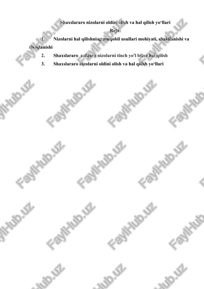 shaxslararo nizolarni oldini olish va hal qilish yo‘llari — DOCX