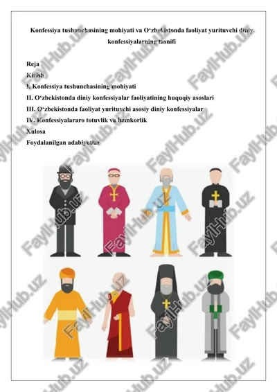 konfessiya tushunchasi va diniy konfessiyalar — DOCX