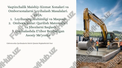 gidrotexnika qurilmalarini ishchi qismini rejalashtirish fani — PPTX