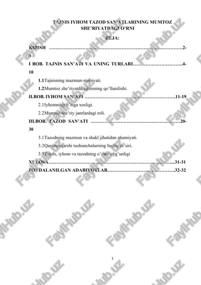 tajnis, iyhom va tazod san'atlari — DOCX