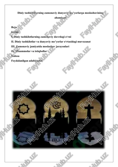 diniy tashkilotlarning zamonaviy dunyoviy meʼyorlarga moslashuvi — DOCX