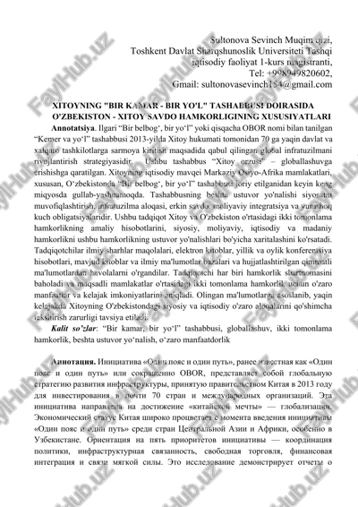 "bir belbog‘, bir yo‘l" tashabbusi — DOCX