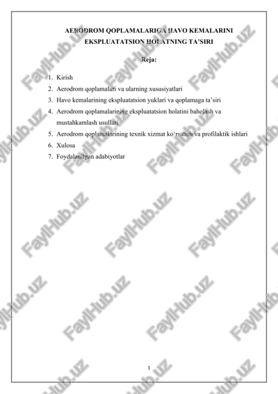 aerodrom qoplamalariga havo kemalari — DOCX