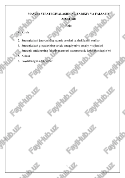 strategiyalashning tarixiy va falsafiy asoslari — DOCX