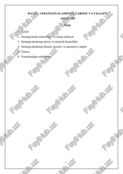 strategiyalashning tarixiy va falsafiy asoslari — DOCX