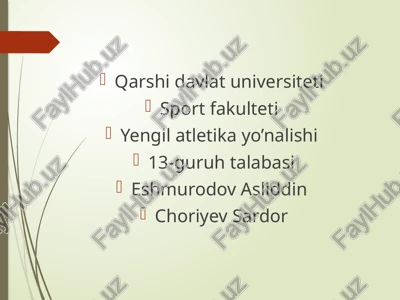 yengil atletika yo'nalishiga kirish — PPTX