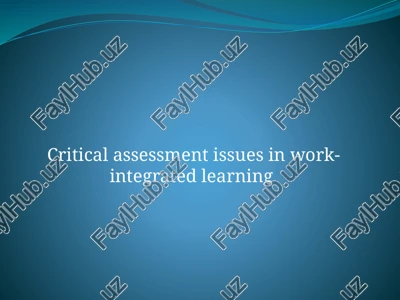 critical assessment issues in work-integrated learning — PPTX