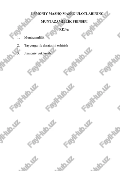 jismoniy mashq mashg'ulotlarining muntazamlilik prinsipi — DOC