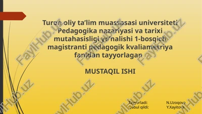 pedagogika va tarixi mutahasisligi yo’nalishi — PPTX