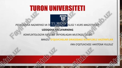 konfliktologiya fanidan mustaqil ta’lim — PPTX