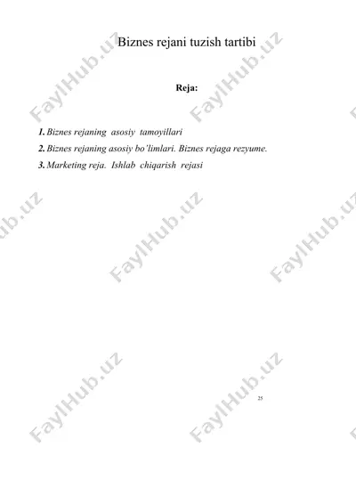 biznes rejani tuzish tartibi — DOC