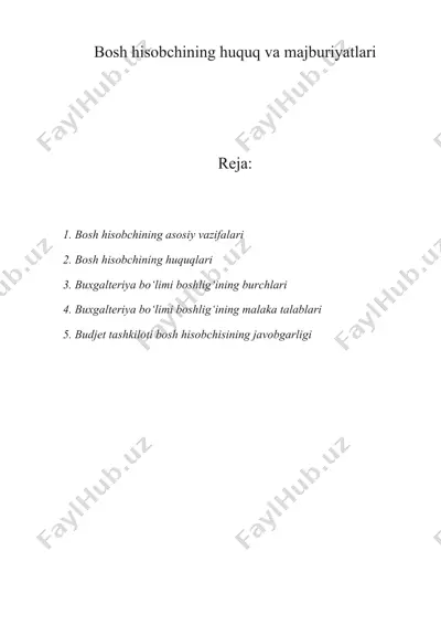bosh hisobchining huquq va majburiyatlari — DOCX
