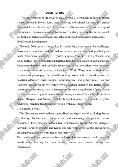 development of the novel in the 20th and 21st centuries — DOCX